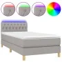 Box spring bed with fabric mattress and light gray LED 100x200 cm by vidaXL, Beds and slatted bases - Ref: Foro24-3133933, Pr...