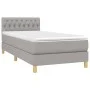 Box spring bed with fabric mattress and light gray LED 100x200 cm by vidaXL, Beds and slatted bases - Ref: Foro24-3133933, Pr...