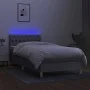 Box spring bed with fabric mattress and light gray LED 100x200 cm by vidaXL, Beds and slatted bases - Ref: Foro24-3133933, Pr...