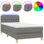 Box spring bed with mattress and LED dark gray fabric 100x200 cm by vidaXL, Beds and slatted bases - Ref: Foro24-3133934, Pri...