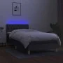 Box spring bed with mattress and LED dark gray fabric 100x200 cm by vidaXL, Beds and slatted bases - Ref: Foro24-3133934, Pri...