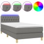 Cama box spring con colchón y LED tela gris oscuro 90x200 cm de vidaXL, Camas y somieres - Ref: Foro24-3133926, Precio: 310,7...