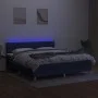Box spring bed with mattress and LED blue fabric 160x200 cm by vidaXL, Beds and slatted bases - Ref: Foro24-3133971, Price: 5...