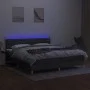 Box spring bed with mattress and LED dark gray fabric 160x200 cm by vidaXL, Beds and slatted bases - Ref: Foro24-3133966, Pri...