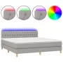 Box spring bed with fabric mattress and light gray LED 180x200 cm by vidaXL, Beds and slatted bases - Ref: Foro24-3133973, Pr...