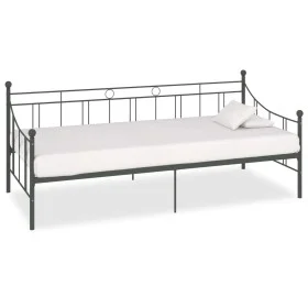 Gray metal bed frame 90x200 cm by vidaXL, Beds and slatted bases - Ref: Foro24-284670, Price: 102,46 €, Discount: %