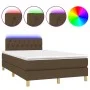 Box spring bed with mattress and LED dark brown fabric 120x200 cm by vidaXL, Beds and slatted bases - Ref: Foro24-3133944, Pr...