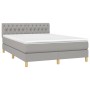 Box spring bed mattress and LED lights light gray fabric 140x200 cm by vidaXL, Beds and slatted bases - Ref: Foro24-3133957, ...