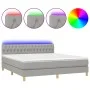Box spring bed with fabric mattress and light gray LED 160x200 cm by vidaXL, Beds and slatted bases - Ref: Foro24-3133965, Pr...