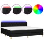 Box spring bed with LED mattress black fabric 200x200 cm by vidaXL, Beds and slatted bases - Ref: Foro24-3133983, Price: 604,...