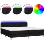 Box spring bed with LED mattress black fabric 200x200 cm by vidaXL, Beds and slatted bases - Ref: Foro24-3133983, Price: 590,...