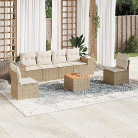 Set sofás de jardín 7 piezas y cojines ratán sintético beige Set sofás de jardín 7 piezas y cojines ratán sintético beige