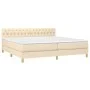 Box spring bed with mattress and LED cream fabric 200x200 cm by vidaXL, Beds and slatted bases - Ref: Foro24-3133986, Price: ...