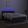 Box spring bed with LED mattress dark brown fabric 140x200 cm by vidaXL, Beds and slatted bases - Ref: Foro24-3133800, Price:...