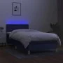 Box spring bed with mattress and LED blue fabric 90x200 cm by vidaXL, Beds and slatted bases - Ref: Foro24-3134011, Price: 29...