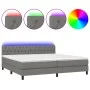Box spring bed mattress and LED lights light gray fabric 200x200 cm by vidaXL, Beds and slatted bases - Ref: Foro24-3133422, ...