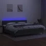 Box spring bed mattress and LED lights light gray fabric 200x200 cm by vidaXL, Beds and slatted bases - Ref: Foro24-3133422, ...