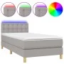 Box spring bed with fabric mattress and light gray LED 100x200 cm by vidaXL, Beds and slatted bases - Ref: Foro24-3134013, Pr...