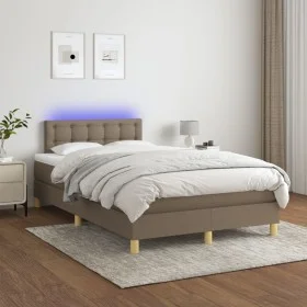 Box spring bed with mattress and LED taupe gray fabric 120x200 cm by vidaXL, Beds and slatted bases - Ref: Foro24-3134025, Pr...