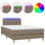Box spring bed with mattress and LED taupe gray fabric 120x200 cm by vidaXL, Beds and slatted bases - Ref: Foro24-3134025, Pr...