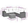 Set de muebles de jardín 6 pzas y cojines ratán sintético gris