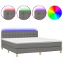 Box spring bed with mattress and LED dark gray fabric 180x200 cm by vidaXL, Beds and slatted bases - Ref: Foro24-3134054, Pri...