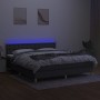Box spring bed with mattress and LED dark gray fabric 180x200 cm by vidaXL, Beds and slatted bases - Ref: Foro24-3134054, Pri...