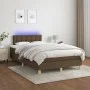 Box spring bed with mattress and LED dark brown fabric 120x200 cm by vidaXL, Beds and slatted bases - Ref: Foro24-3134024, Pr...