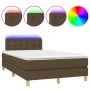 Box spring bed with mattress and LED dark brown fabric 120x200 cm by vidaXL, Beds and slatted bases - Ref: Foro24-3134024, Pr...
