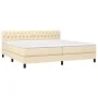 Box spring bed mattress and LED lights cream fabric 200x200 cm by vidaXL, Beds and slatted bases - Ref: Foro24-3133426, Price...