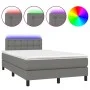 Box spring bed with mattress and LED dark gray fabric 120x200 cm by vidaXL, Beds and slatted bases - Ref: Foro24-3133462, Pri...