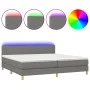 Box spring bed with mattress and LED dark gray fabric 200x200 cm by vidaXL, Beds and slatted bases - Ref: Foro24-3133582, Pri...