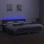 Box spring bed with mattress and LED dark gray fabric 200x200 cm by vidaXL, Beds and slatted bases - Ref: Foro24-3133582, Pri...