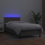 Box spring bed and LED mattress gray synthetic leather 90x190 cm by vidaXL, Beds and slatted bases - Ref: Foro24-3134079, Pri...