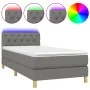 Box spring bed with mattress and LED dark gray fabric 80x200 cm by vidaXL, Beds and slatted bases - Ref: Foro24-3133910, Pric...