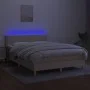 Box spring bed with mattress and LED cream fabric 140x200 cm by vidaXL, Beds and slatted bases - Ref: Foro24-3133642, Price: ...