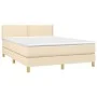 Box spring bed with mattress and LED cream fabric 140x200 cm by vidaXL, Beds and slatted bases - Ref: Foro24-3133642, Price: ...