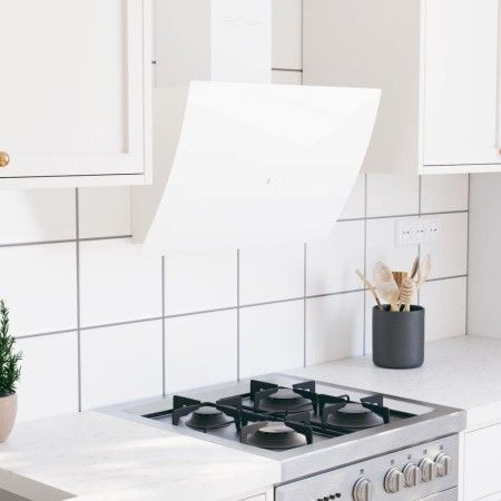 White tempered glass steel wall extractor hood 60 cm by vidaXL, Extractors - Ref: Foro24-51676, Price: 209,77 €, Discount: %