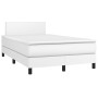 Cama box spring colchón y LED cuero sintético blanco 120x200 cm