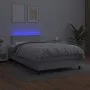 Box spring bed with mattress and LED white synthetic leather 120x200 cm by vidaXL, Beds and slatted bases - Ref: Foro24-31340...
