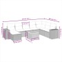 Set de sofás de jardín 9 pzas con cojines ratán sintético beige
