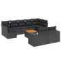 Set de sofás de jardín 10 pzas cojines ratán sintético negro