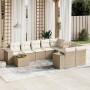 Juego de sofás jardín con cojines beige 10 pzas ratán sintético