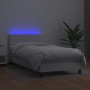 Box spring bed and LED mattress white synthetic leather 90x190 cm by vidaXL, Beds and slatted bases - Ref: Foro24-3134076, Pr...