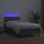 Box spring bed with mattress and LED gray synthetic leather 100x200 cm by vidaXL, Beds and slatted bases - Ref: Foro24-313409...