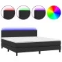 Box spring bed with mattress and LED black synthetic leather 180x200 cm by vidaXL, Beds and slatted bases - Ref: Foro24-31341...