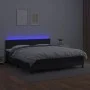 Box spring bed with mattress and LED black synthetic leather 180x200 cm by vidaXL, Beds and slatted bases - Ref: Foro24-31341...