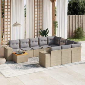 Set de sofás de jardín 11pzas con cojines ratán sintético beige en Conjuntos de jardín | Comprar online en Foro24