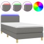 Cama box spring con colchón y LED tela gris oscuro 90x200 cm de vidaXL, Camas y somieres - Ref: Foro24-3133606, Precio: 304,9...