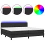 Box spring bed with mattress and LED black synthetic leather 200x200 cm by vidaXL, Beds and slatted bases - Ref: Foro24-31341...